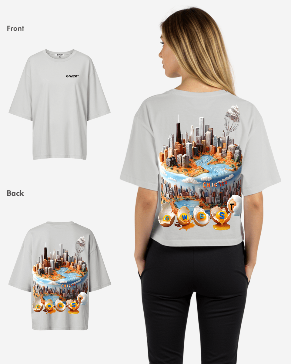 G WEST OVERSIZED CHICAGO CAKE TEE -WOMEN