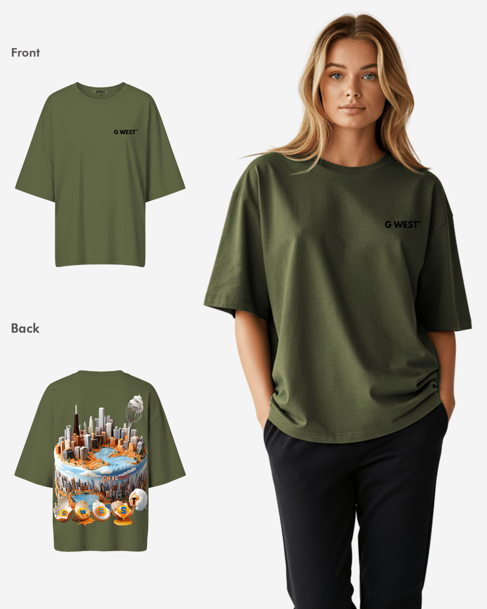 G WEST OVERSIZED CHICAGO CAKE TEE -WOMEN