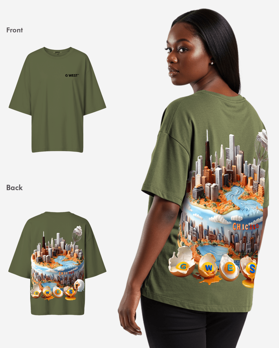 G WEST OVERSIZED CHICAGO CAKE TEE -WOMEN