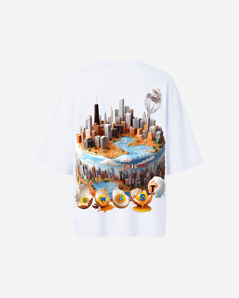 G WEST OVERSIZED CHICAGO CAKE TEE -WOMEN
