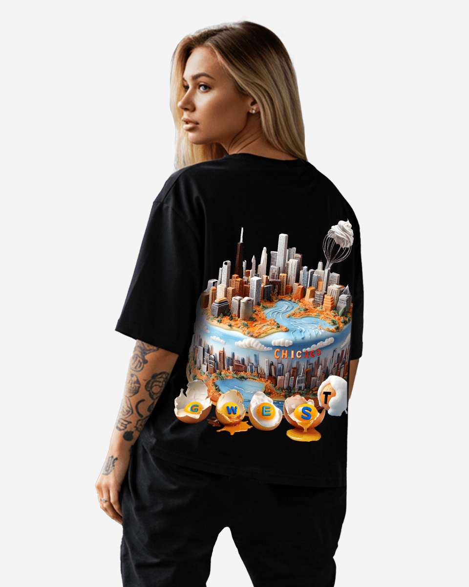 G WEST OVERSIZED CHICAGO CAKE TEE -WOMEN