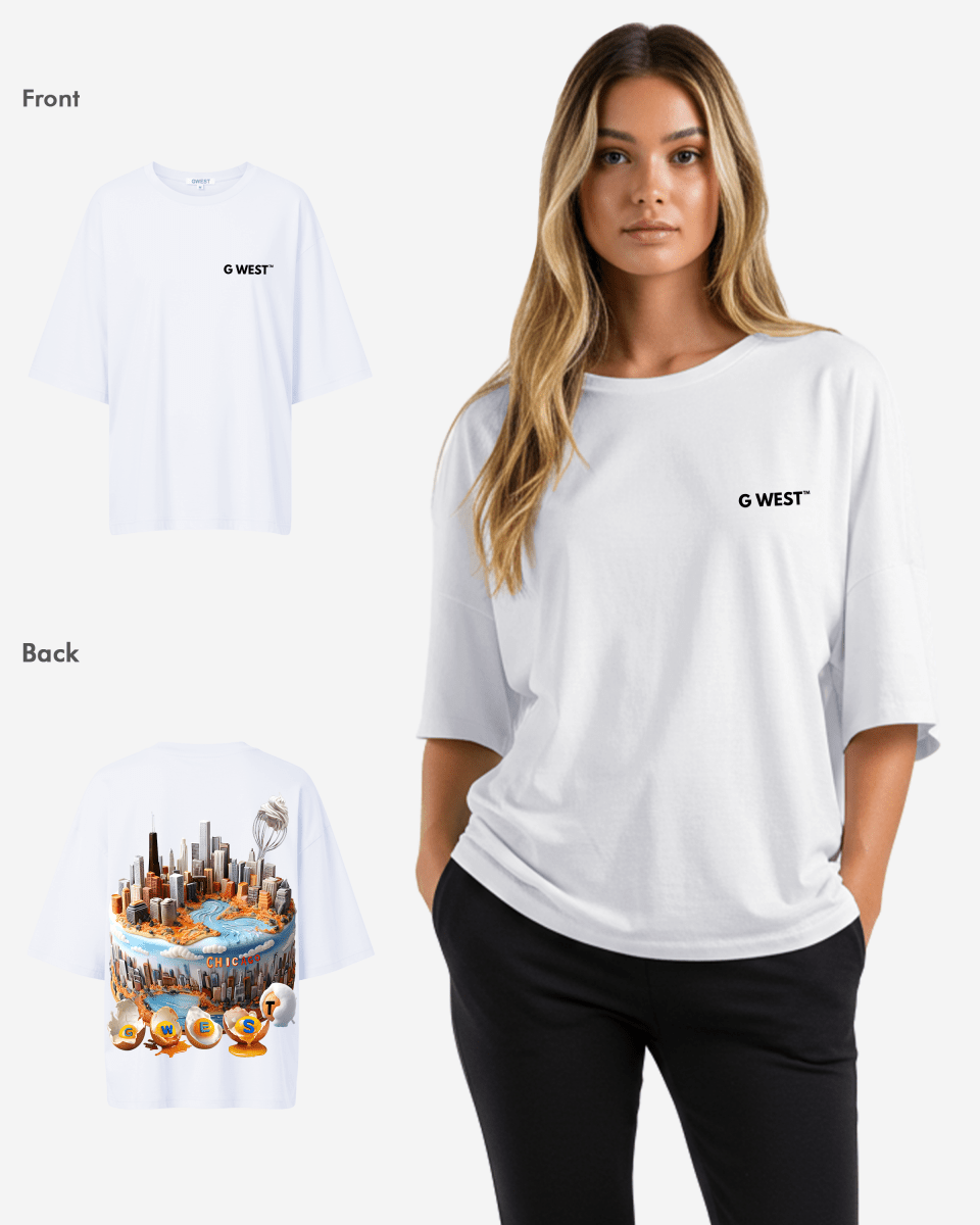 G WEST OVERSIZED CHICAGO CAKE TEE -WOMEN