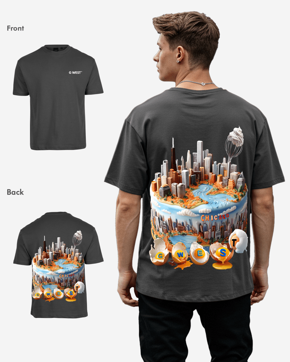 G WEST OVERSIZED CHICAGO CAKE TEE