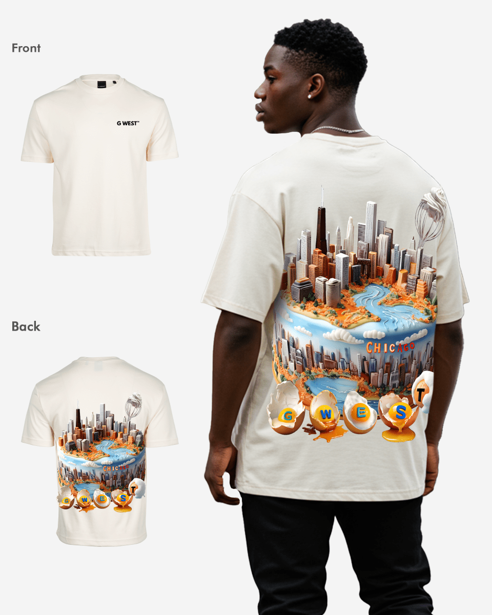 G WEST OVERSIZED CHICAGO CAKE TEE