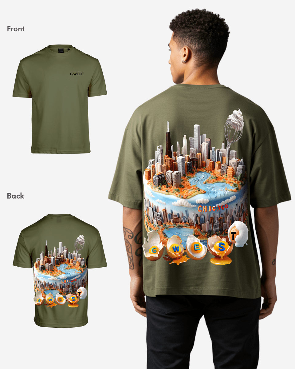 G WEST OVERSIZED CHICAGO CAKE TEE