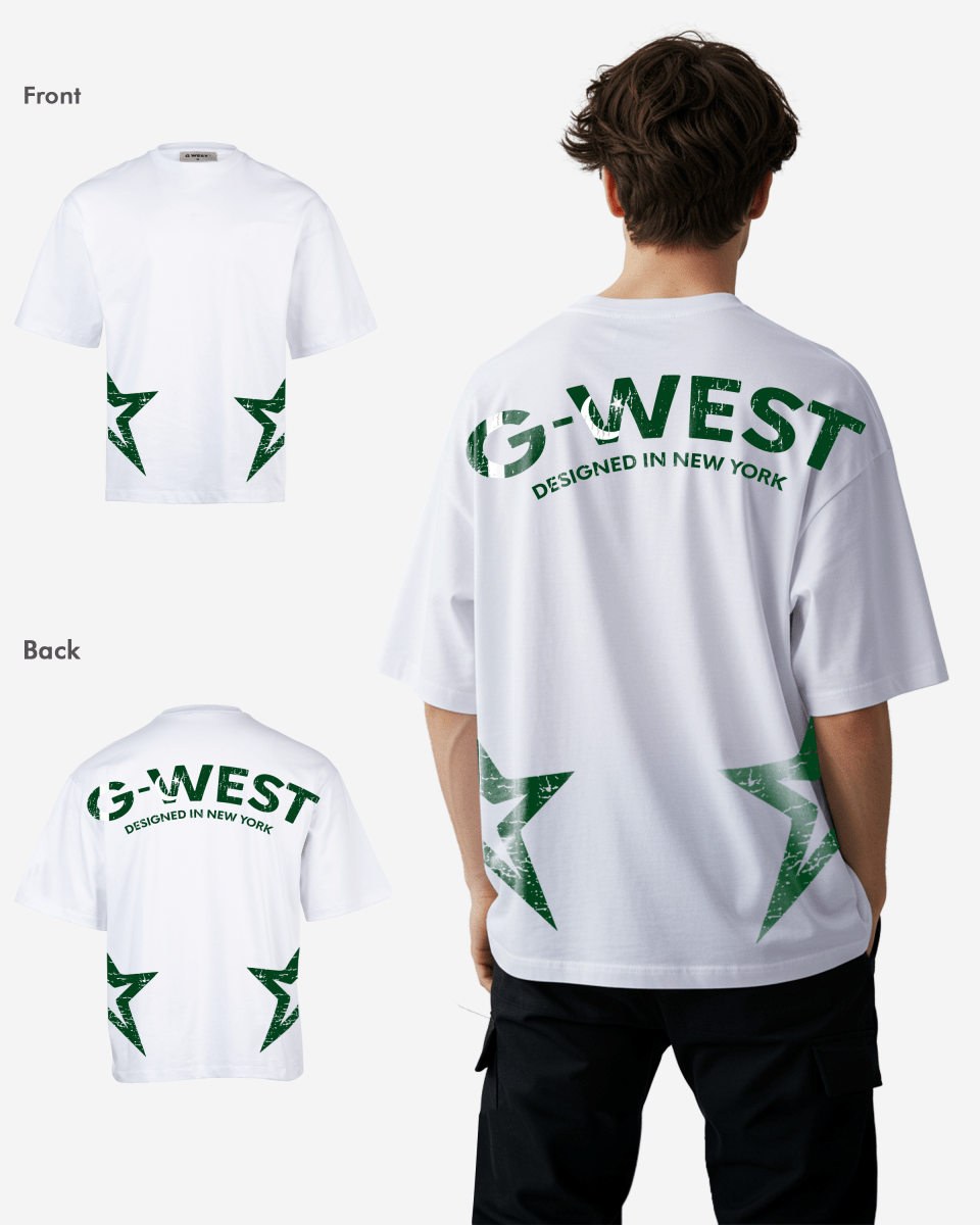 G West Oversized Cricket White T-Shirt