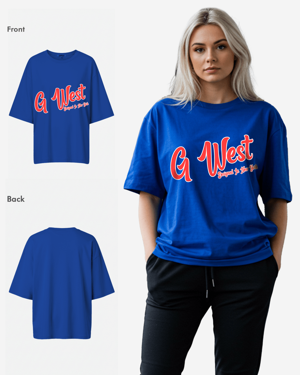 G West Womens Oversized Cursive Logo Black Tee