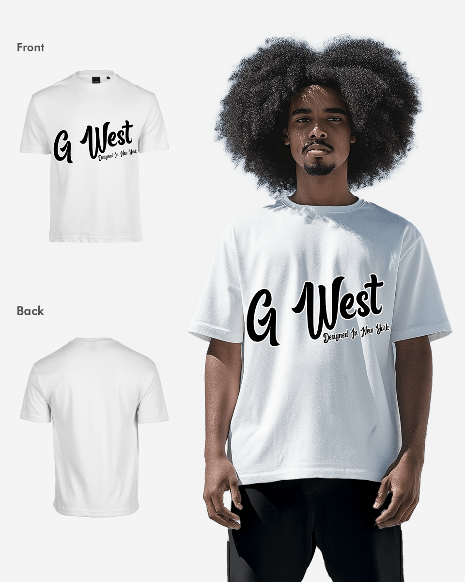 G West Oversized Cursive Logo Black Tee