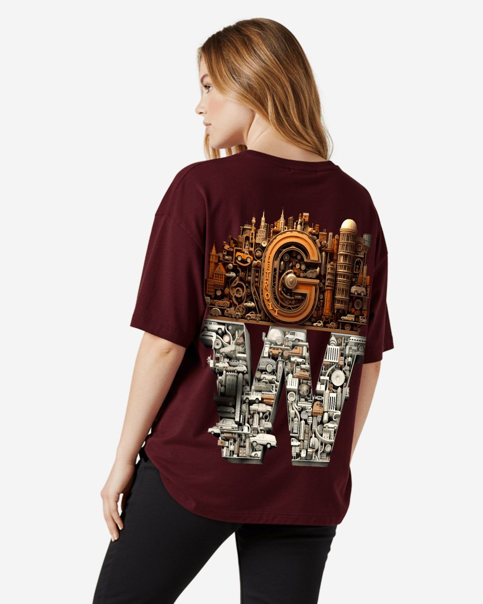 G WEST OVERSIZED DETROIT MOTORCITY T-SHIRT - WOMEN