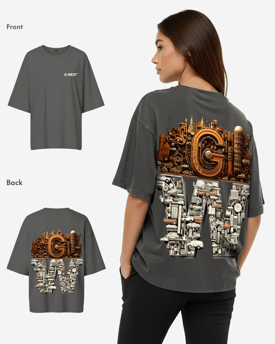 G WEST OVERSIZED DETROIT MOTORCITY T-SHIRT - WOMEN