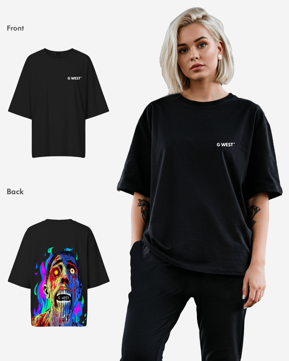 G West Oversized Flaming Zombie Tee -WOMEN