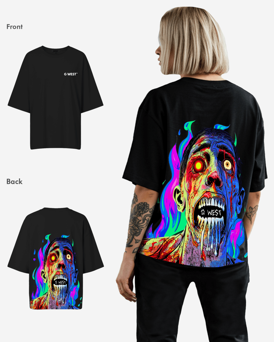G West Oversized Flaming Zombie Tee -WOMEN
