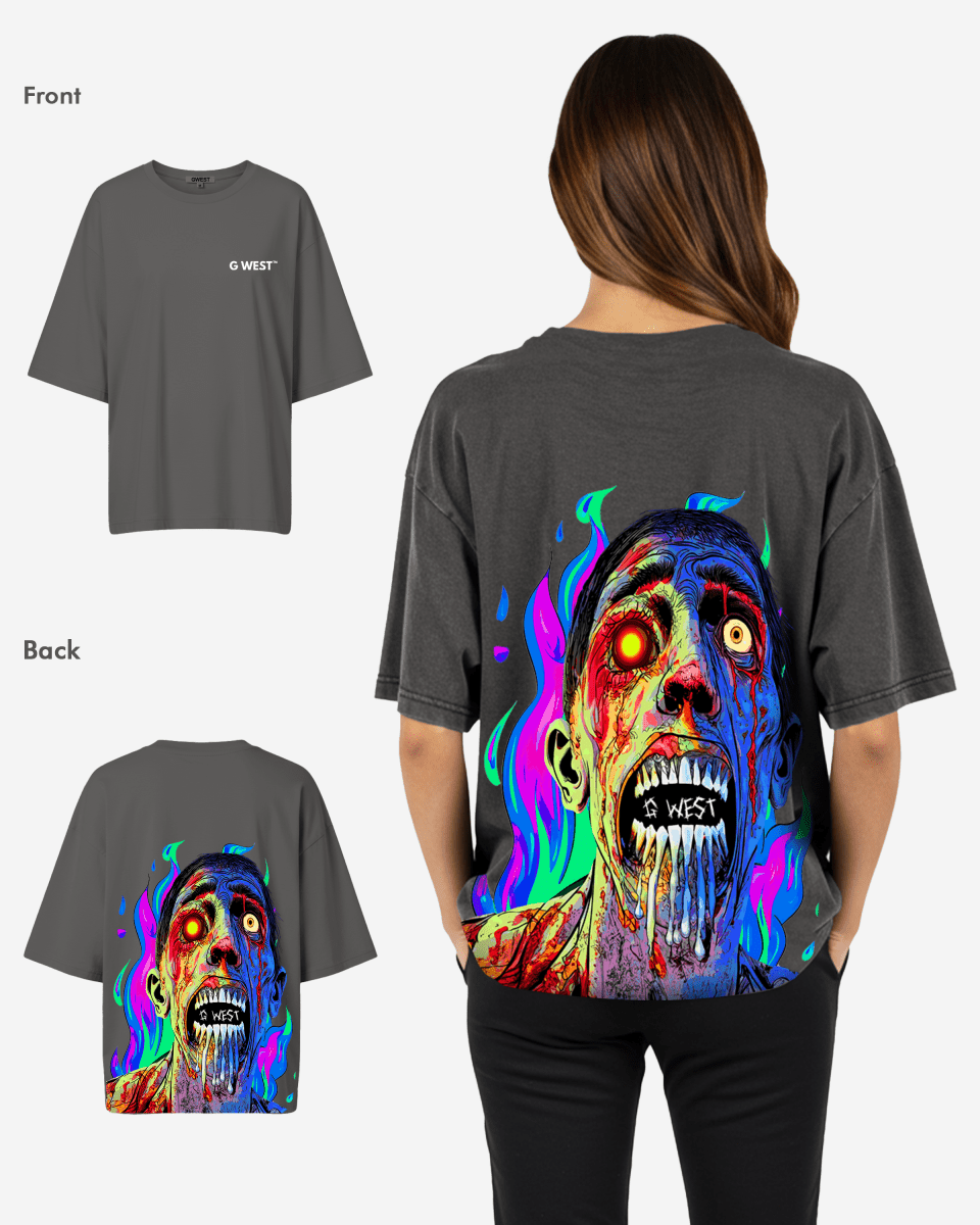 G West Oversized Flaming Zombie Tee -WOMEN