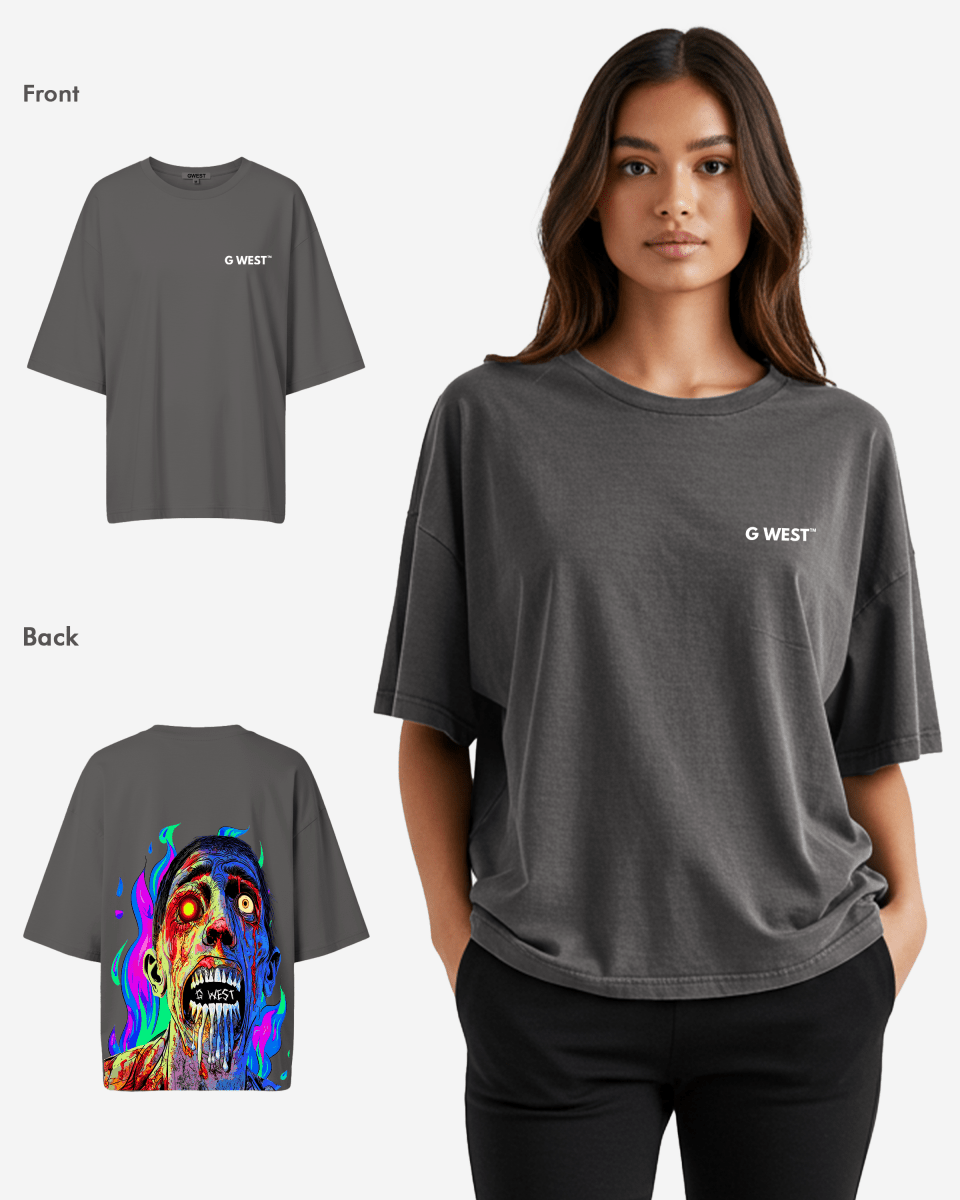 G West Oversized Flaming Zombie Tee -WOMEN