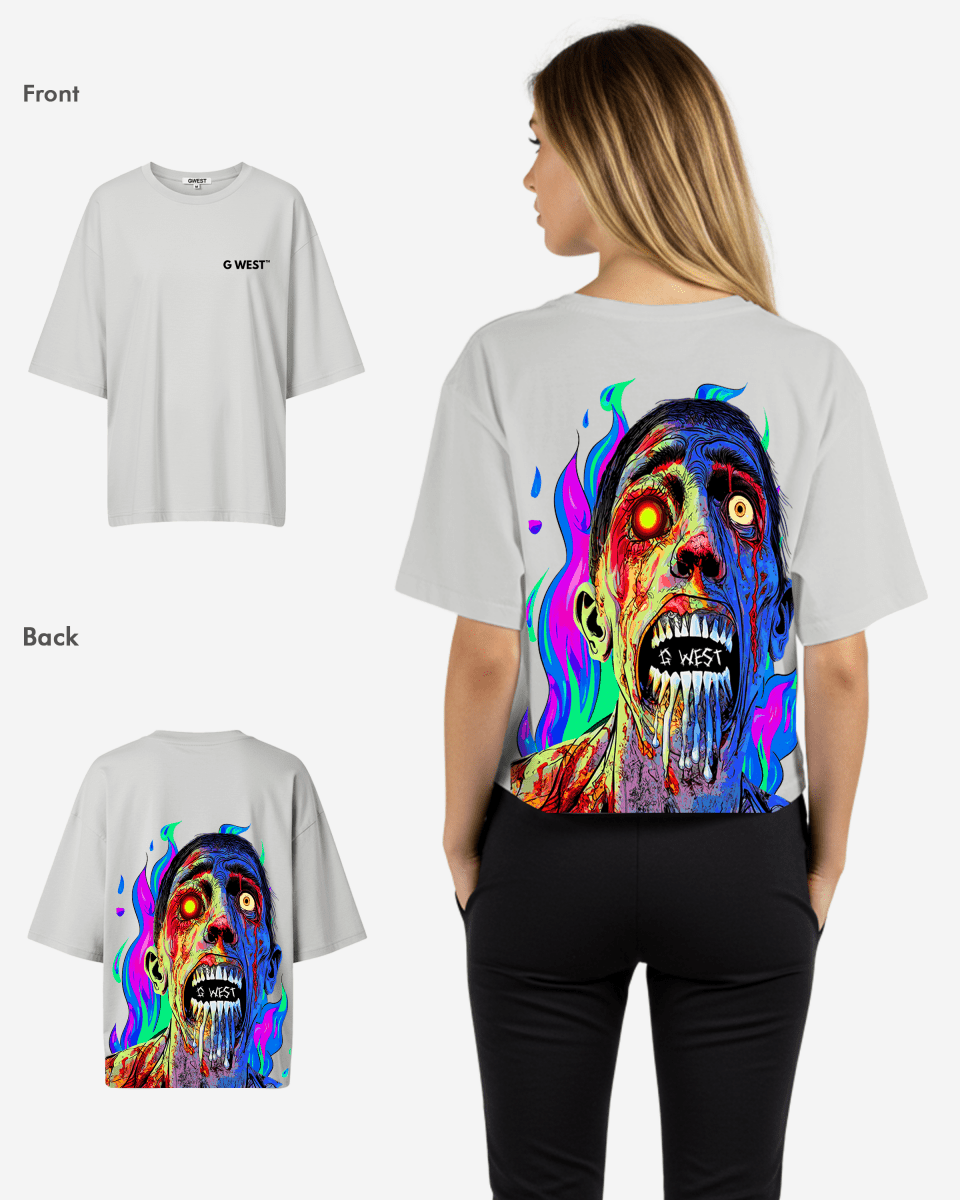 G West Oversized Flaming Zombie Tee -WOMEN