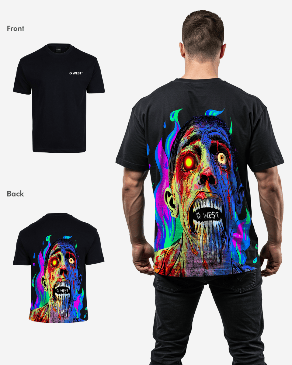 G West Oversized Flaming Zombie Tee
