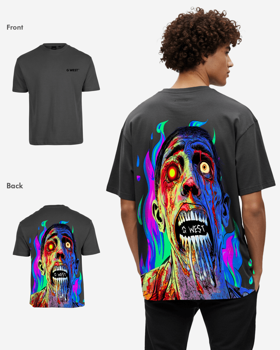G West Oversized Flaming Zombie Tee