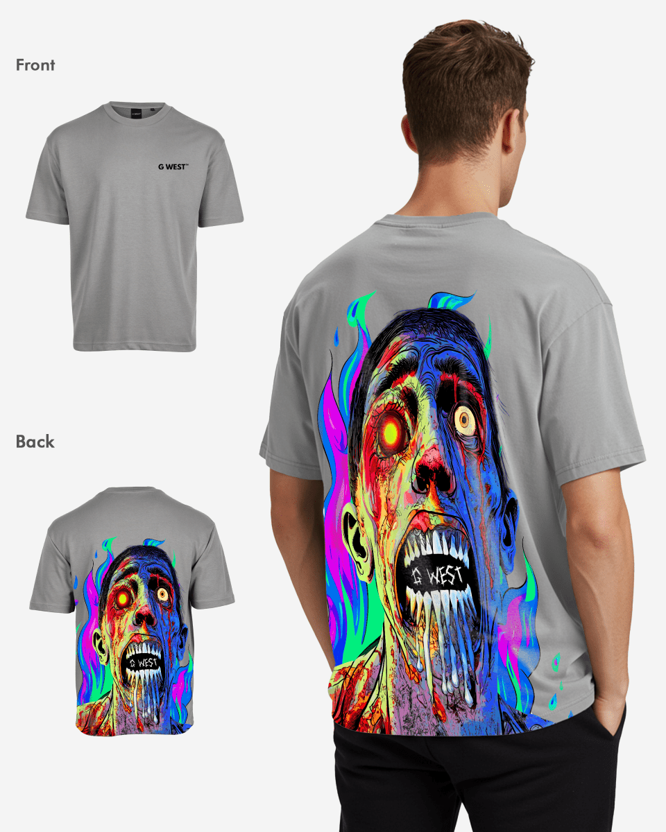 G West Oversized Flaming Zombie Tee