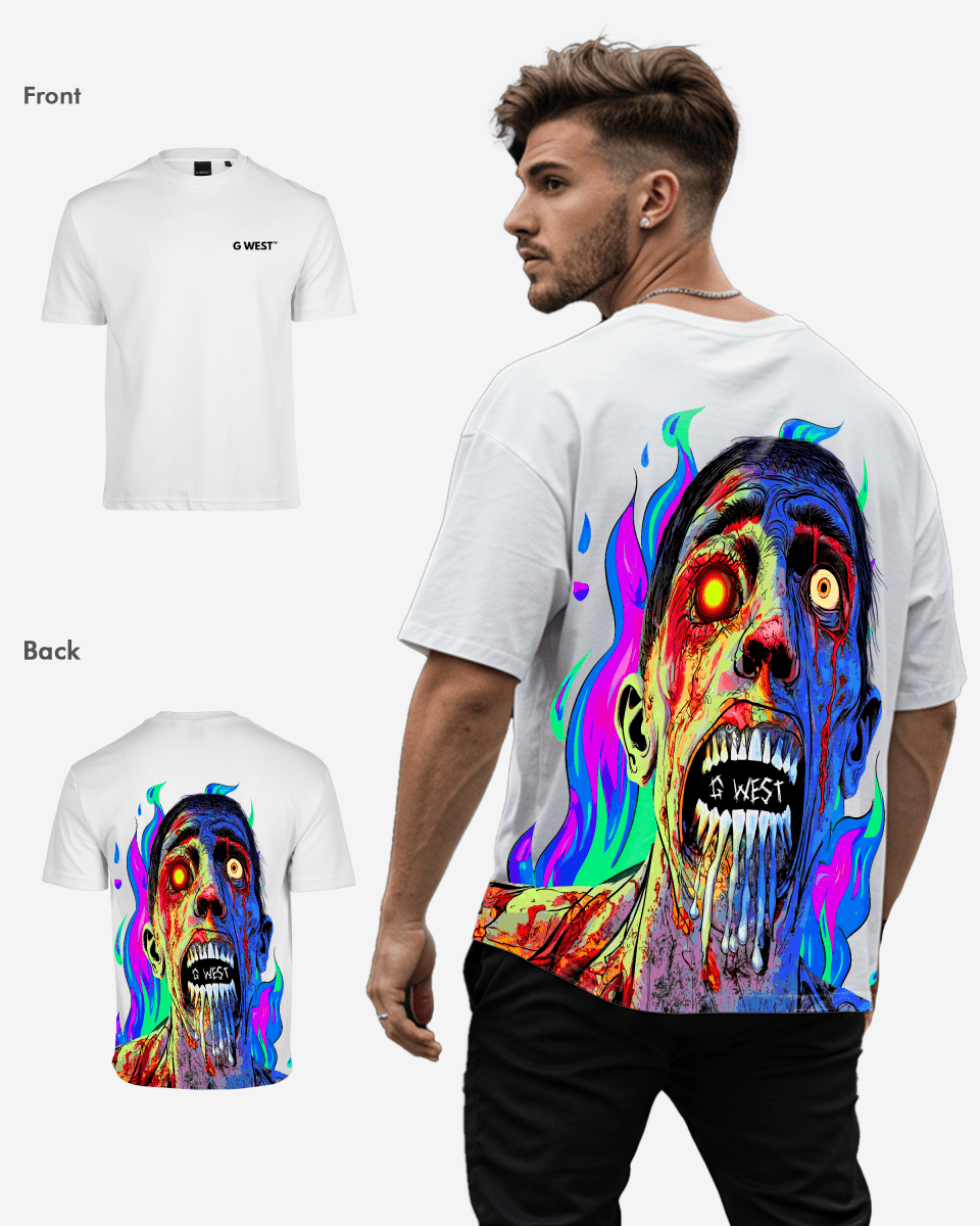 G West Oversized Flaming Zombie Tee