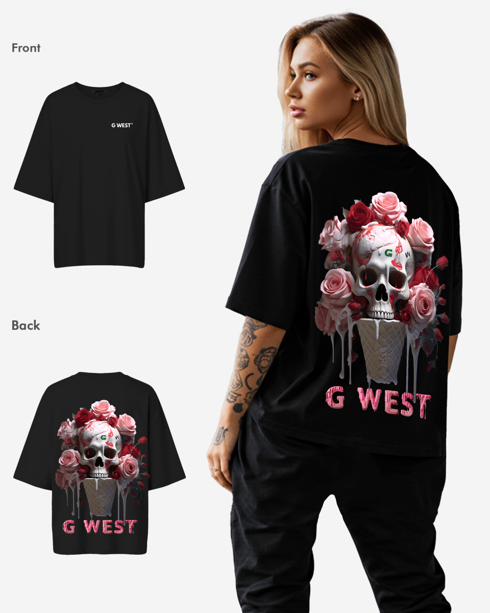 G West Oversized Ice Cream Skull Tee -WOMEN