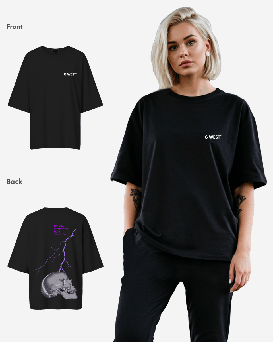 G West Oversized Lighting Skull Tee - Women