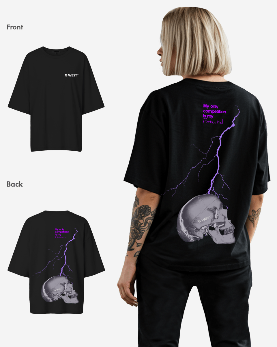 G West Oversized Lighting Skull Tee - Women