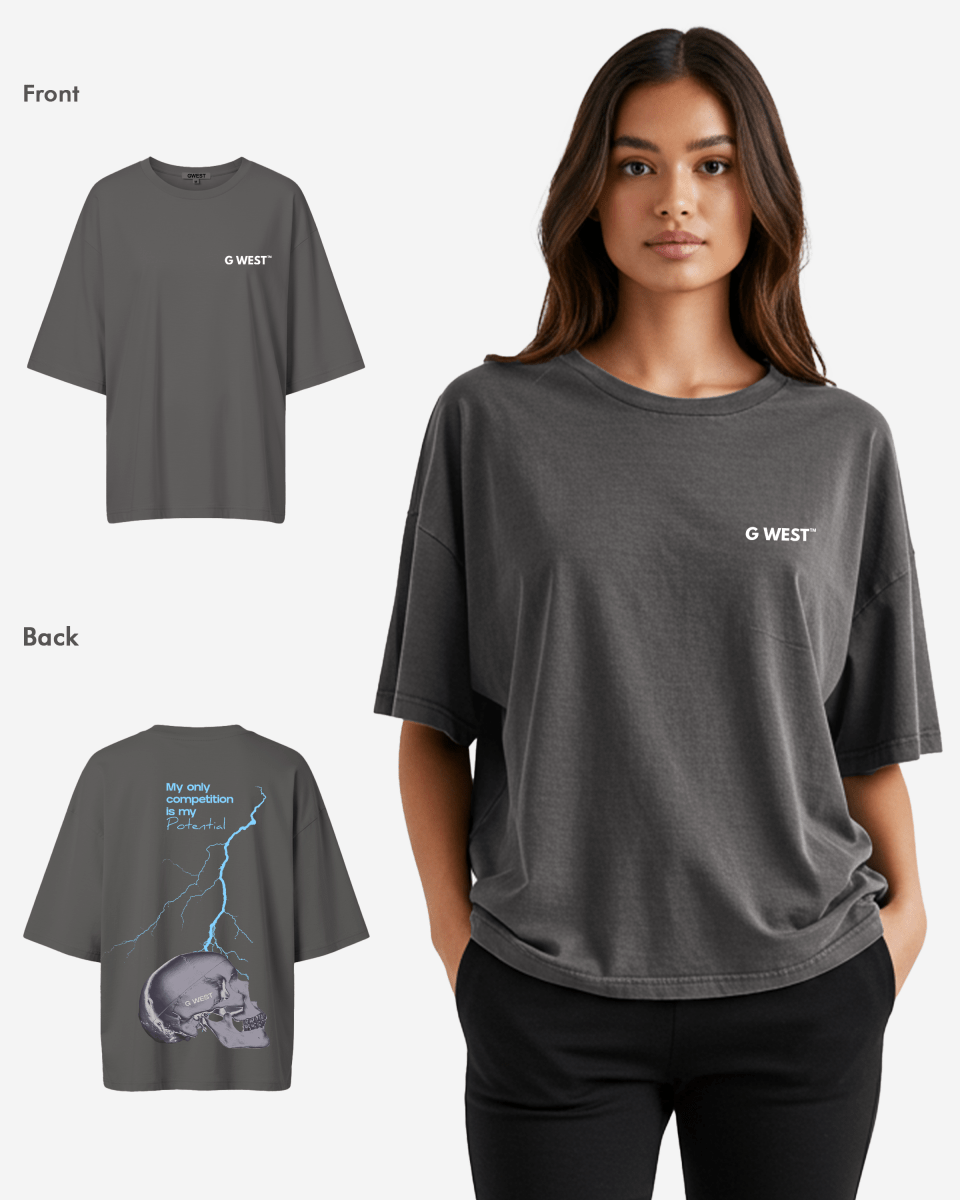 G West Oversized Lighting Skull Tee - Women