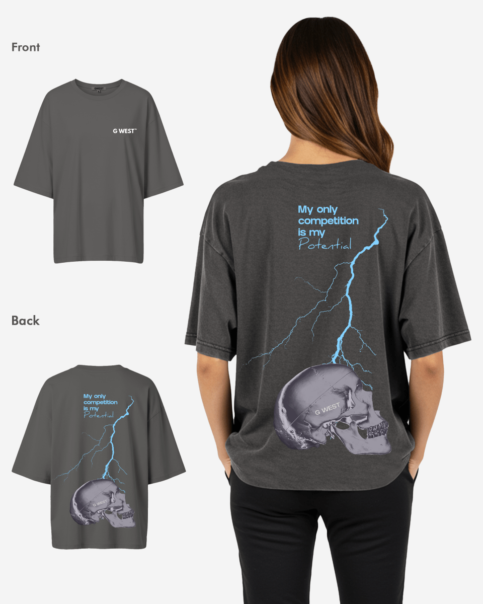 G West Oversized Lighting Skull Tee - Women