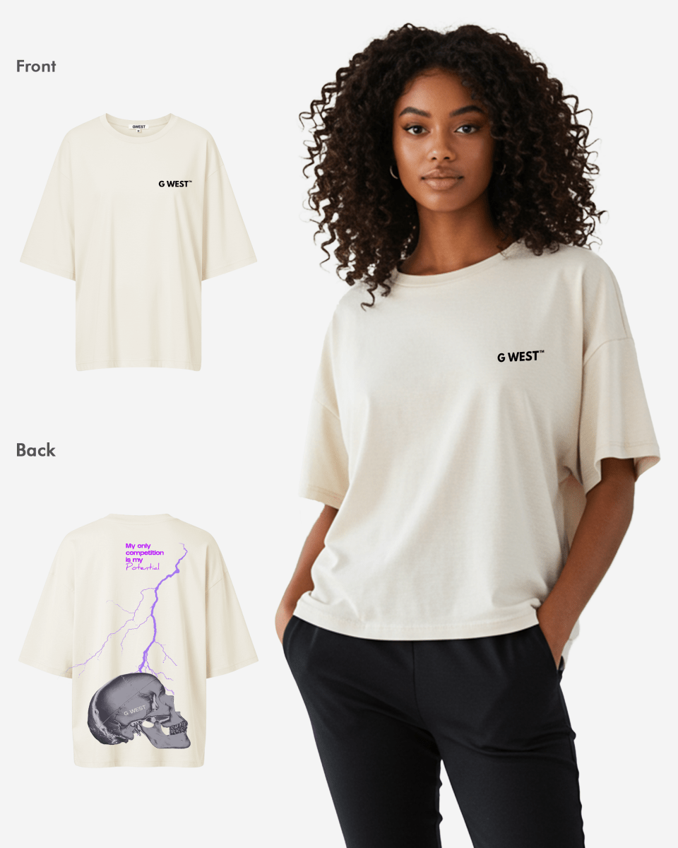 G West Oversized Lighting Skull Tee - Women