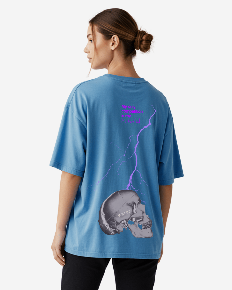 G West Oversized Lighting Skull Tee - Women