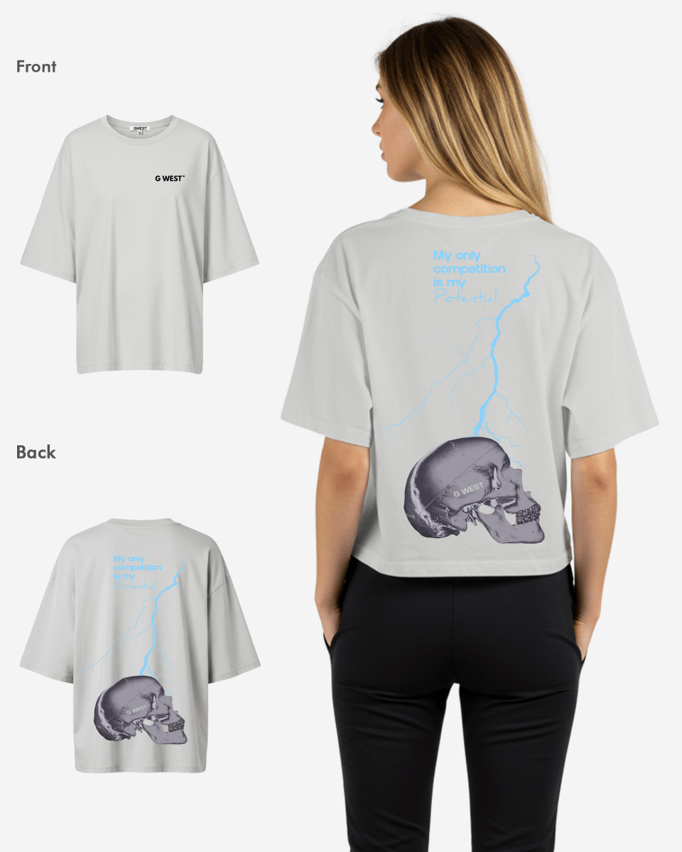 G West Oversized Lighting Skull Tee - Women