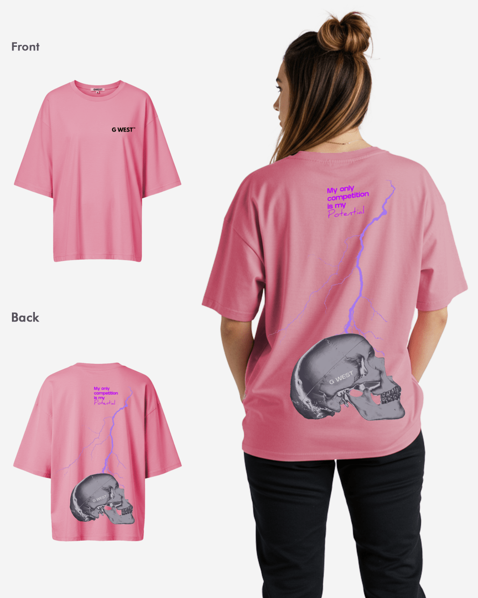 G West Oversized Lighting Skull Tee - Women