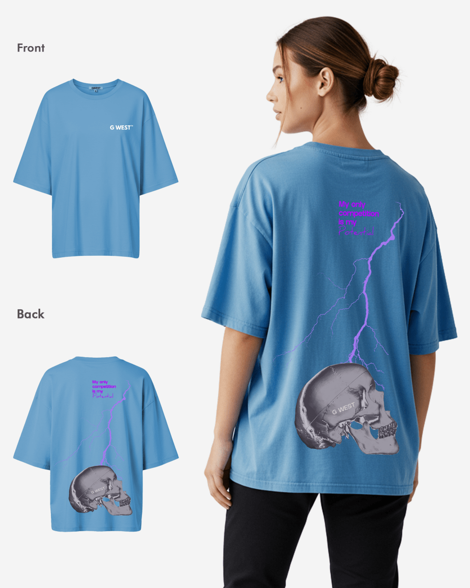 G West Oversized Lighting Skull Tee - Women