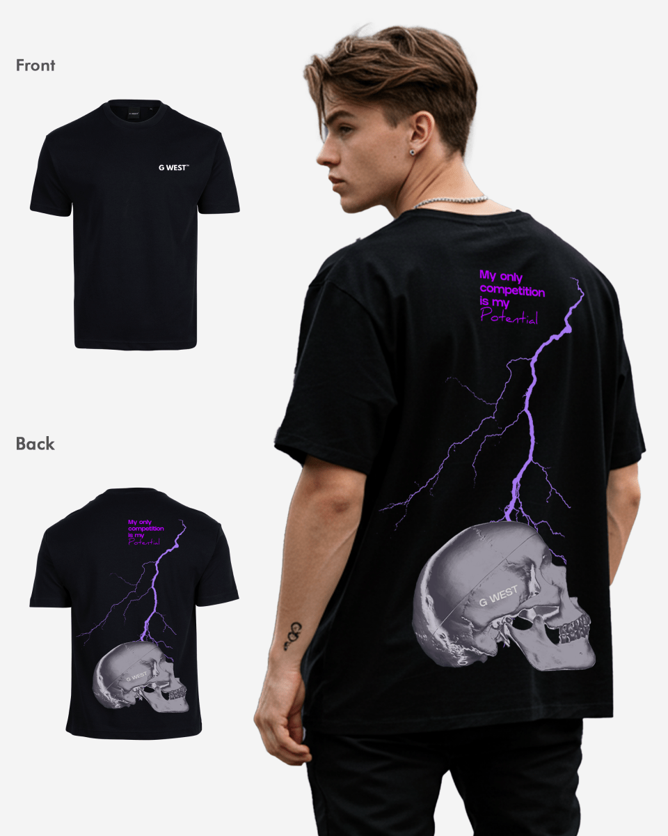 G West Oversized Lighting Skull Tee