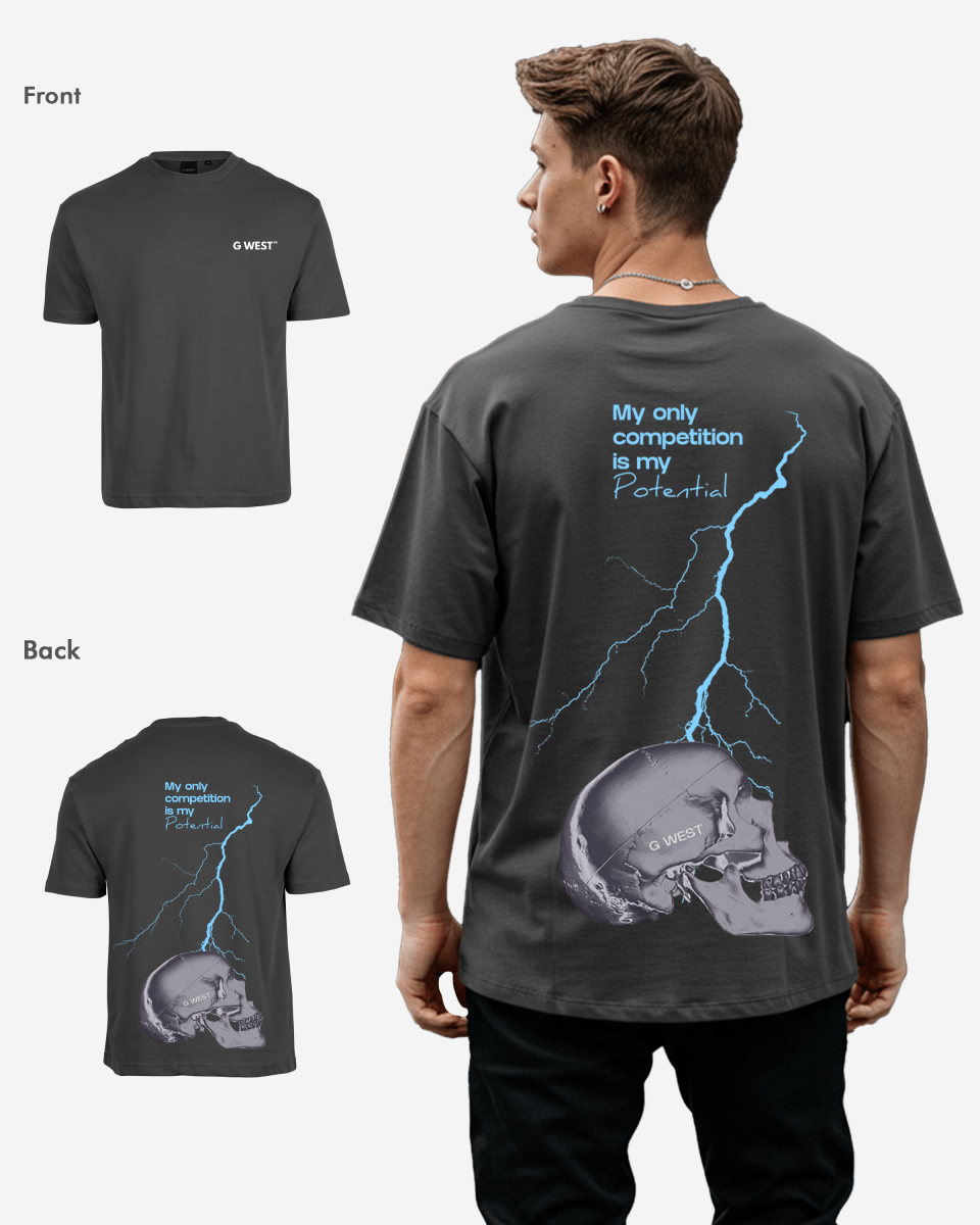 G West Oversized Lighting Skull Tee