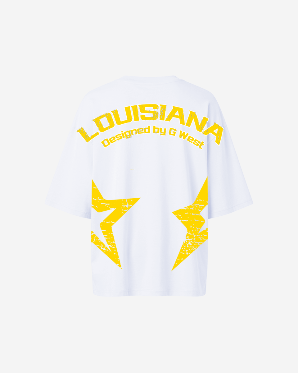 G West Oversized Louisiana Arch Logo Black Tee - WOMEN