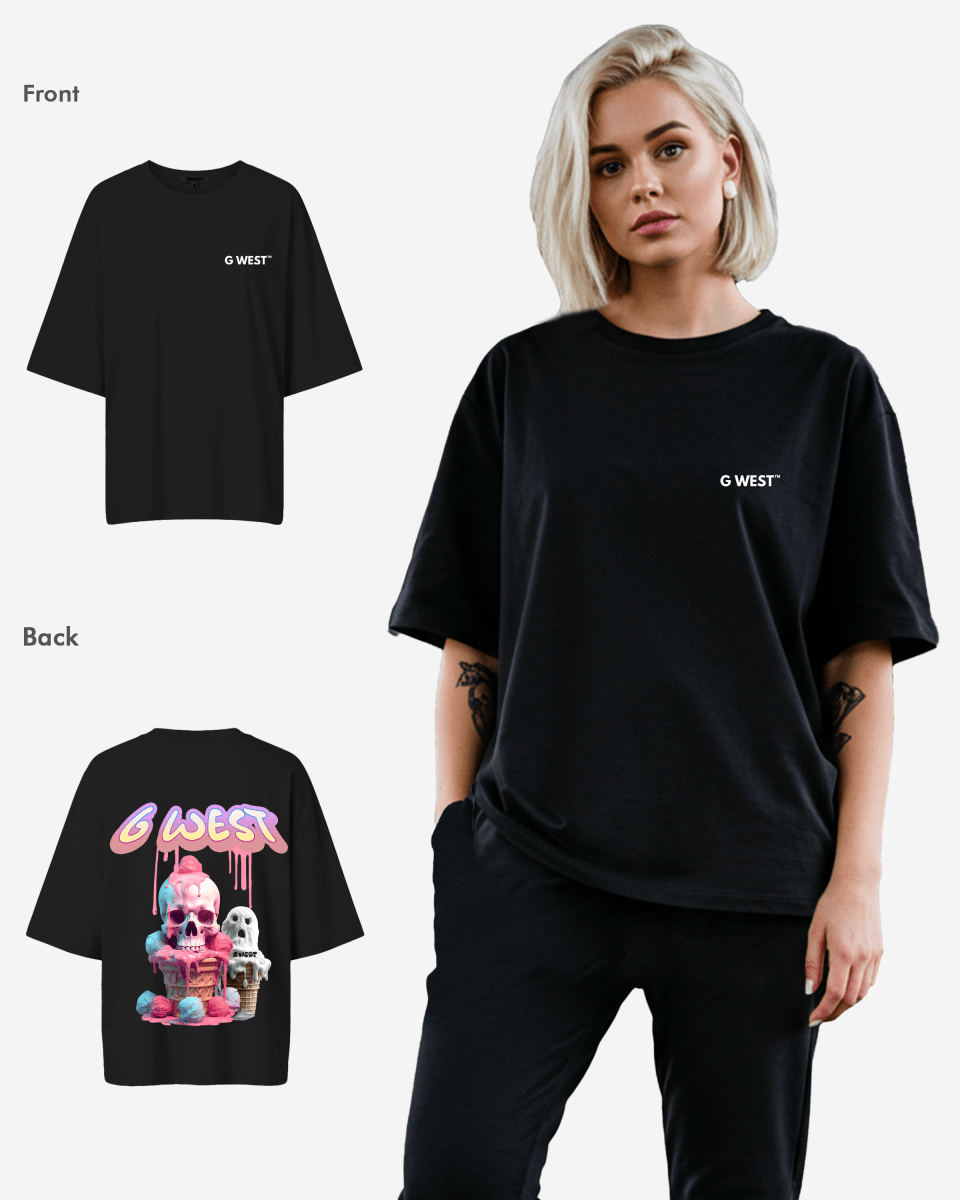 G West Womens Oversized Melting Ice Cream Tee