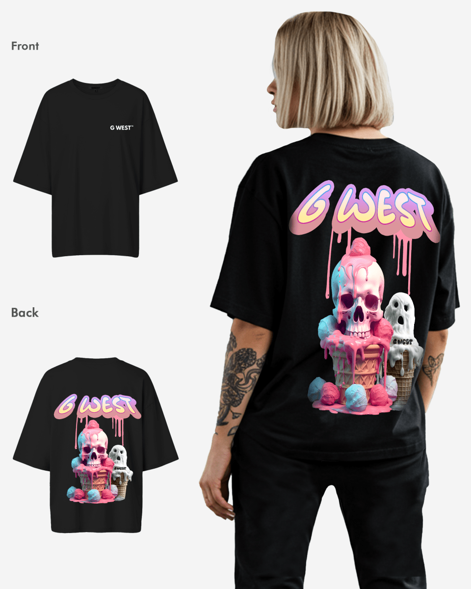 G West Womens Oversized Melting Ice Cream Tee