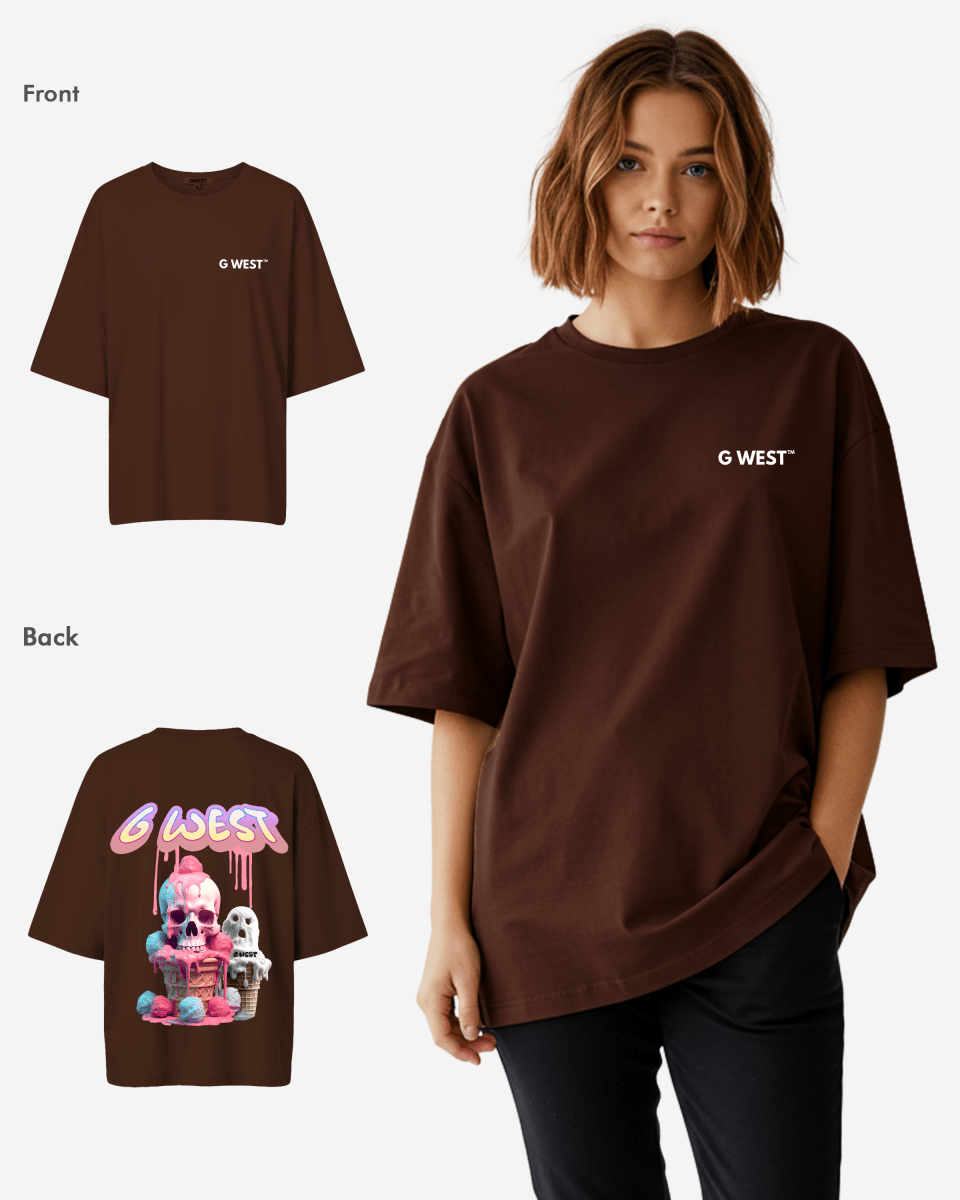 G West Womens Oversized Melting Ice Cream Tee