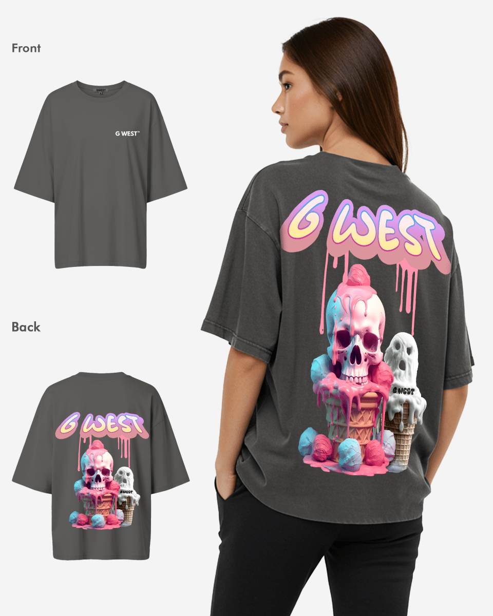 G West Womens Oversized Melting Ice Cream Tee