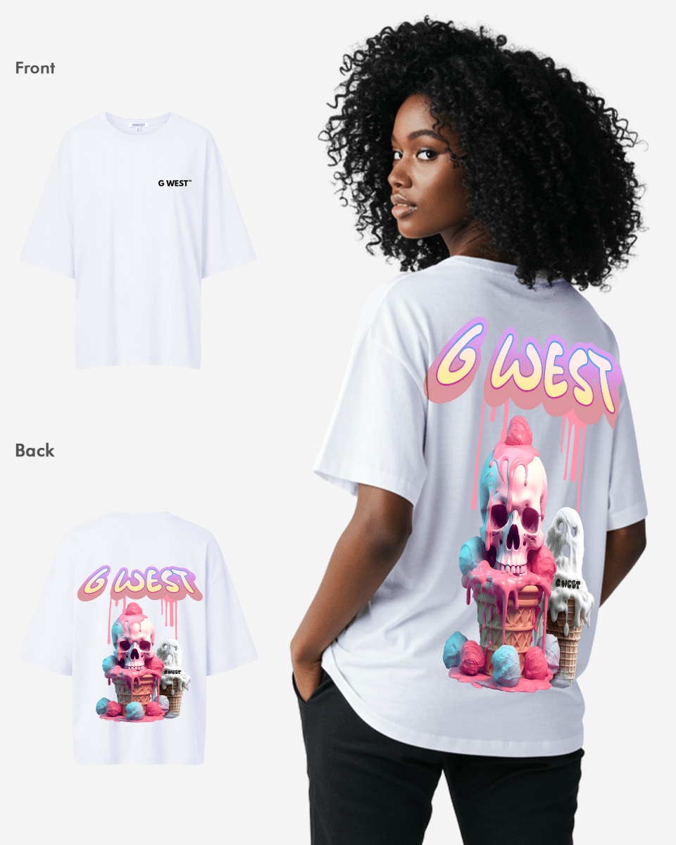 G West Womens Oversized Melting Ice Cream Tee