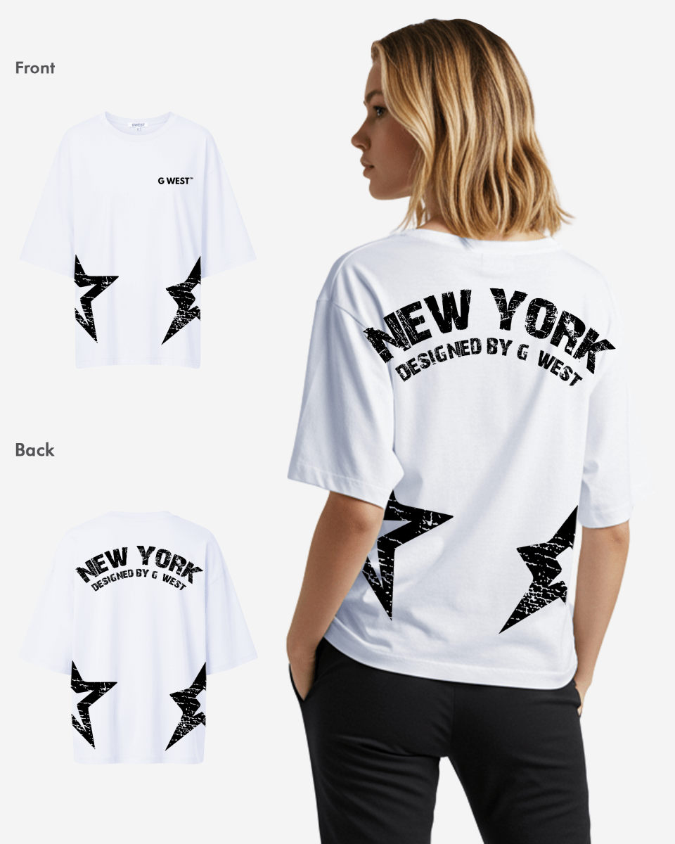 G West Oversized New York Arch Logo Tee  - WOMEN