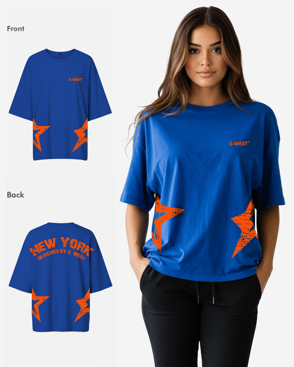 G West Oversized New York Arch Logo With Star Tee - WOMEN