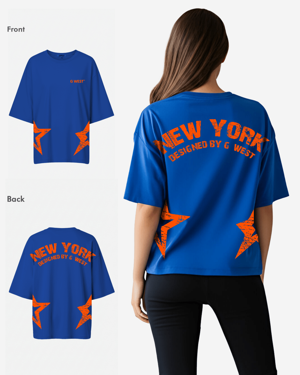 G West Oversized New York Arch Logo With Star Tee - WOMEN