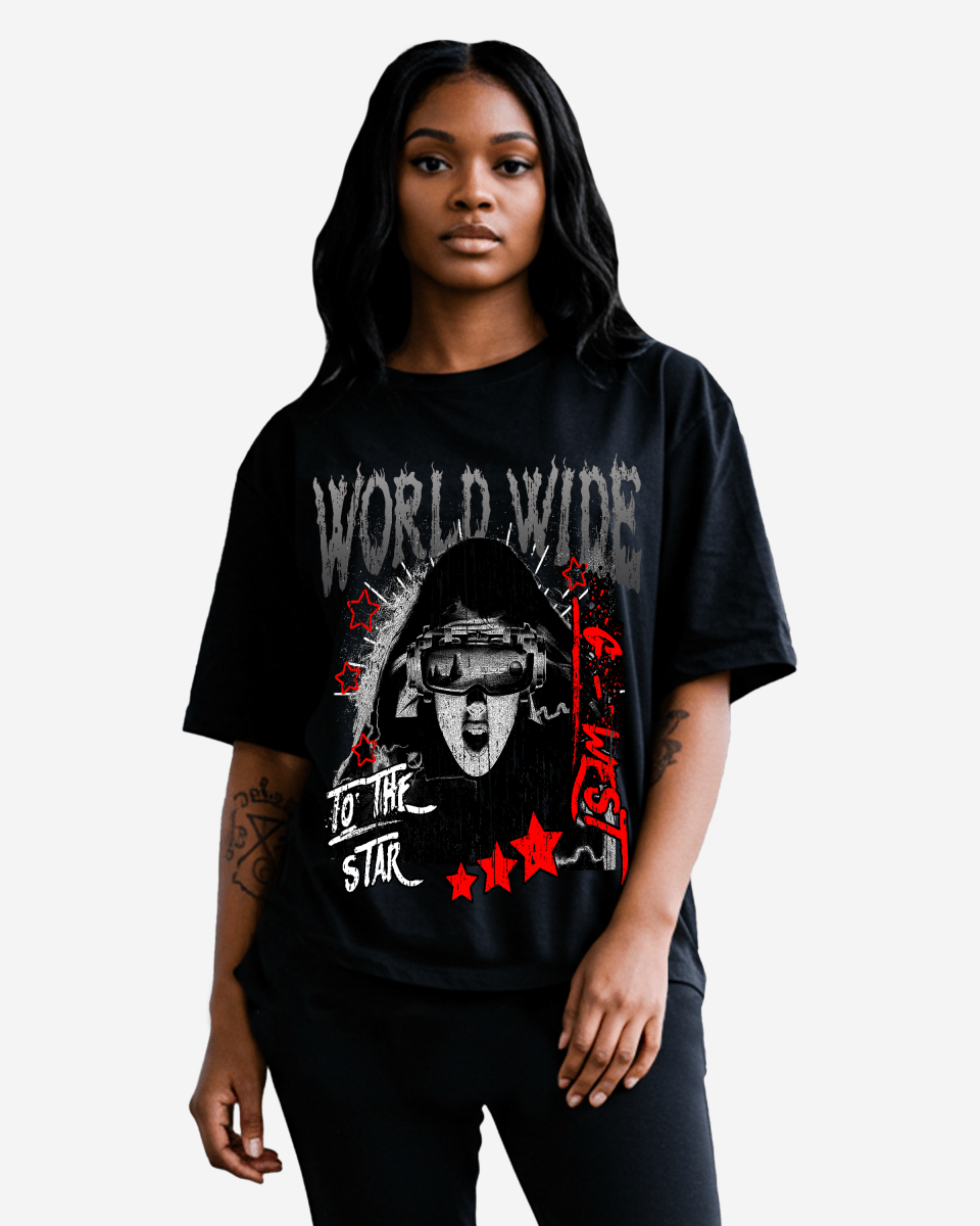 G West Oversized Old World Wide Star T Shirt -WOMEN