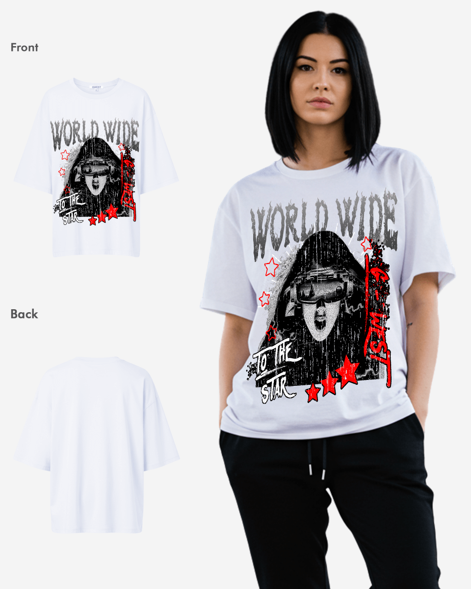G West Oversized Old World Wide Star T Shirt -WOMEN