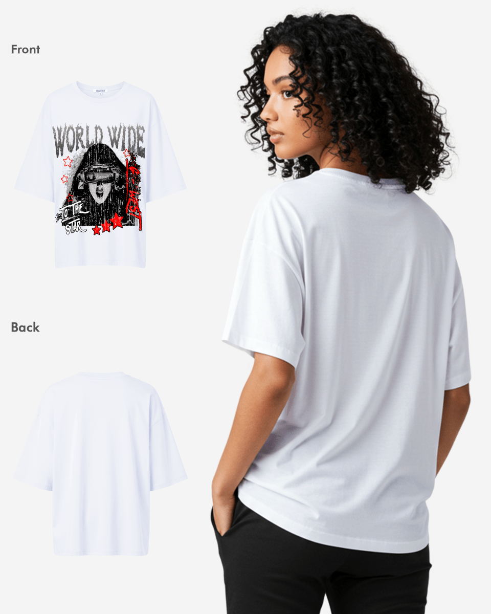 G West Oversized Old World Wide Star T Shirt -WOMEN