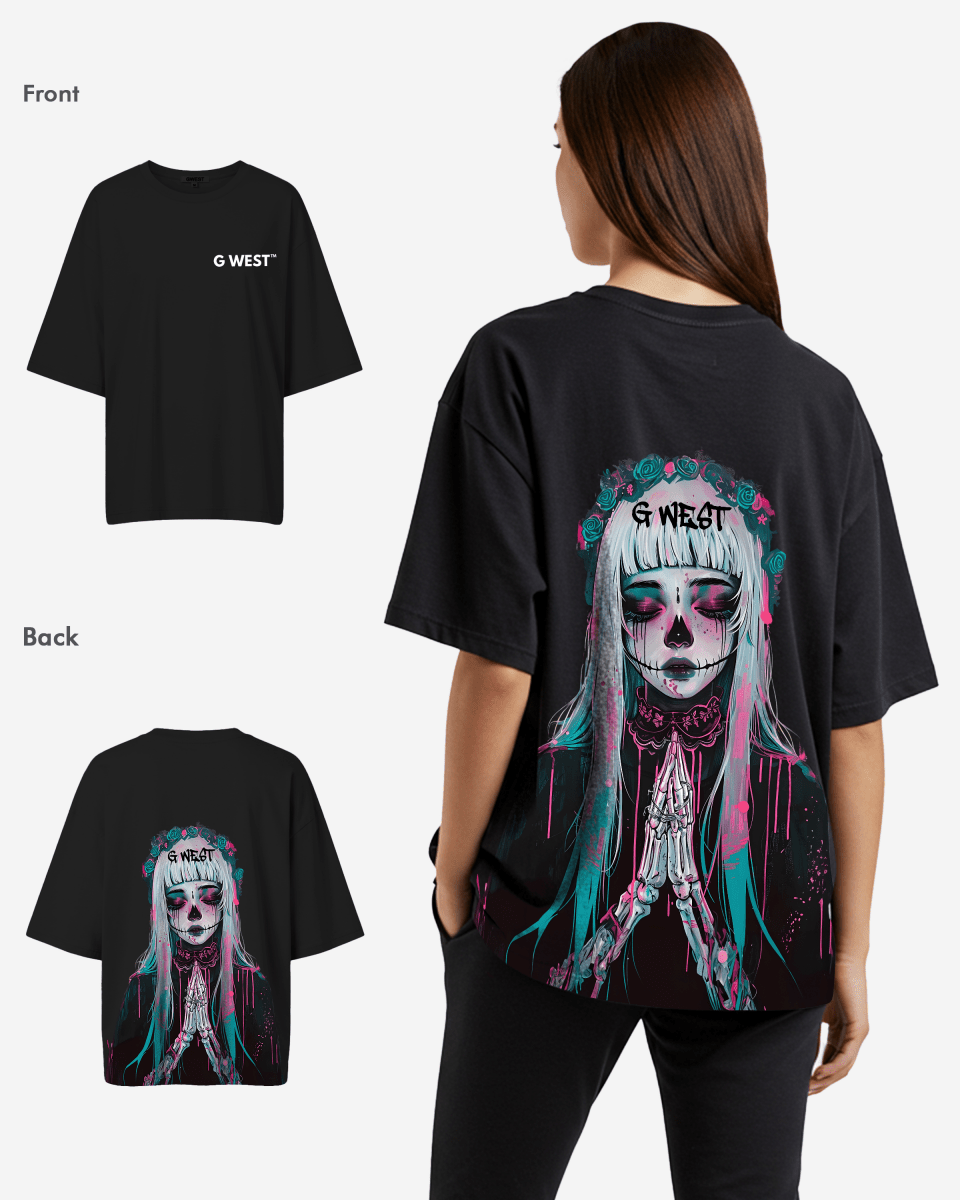 G West Oversized Praying Girl T Shirt  - WOMEN