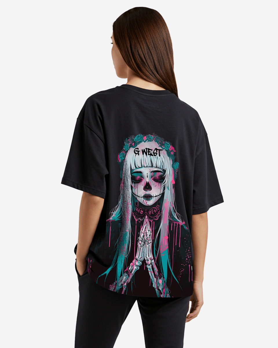 G West Oversized Praying Girl T Shirt  - WOMEN