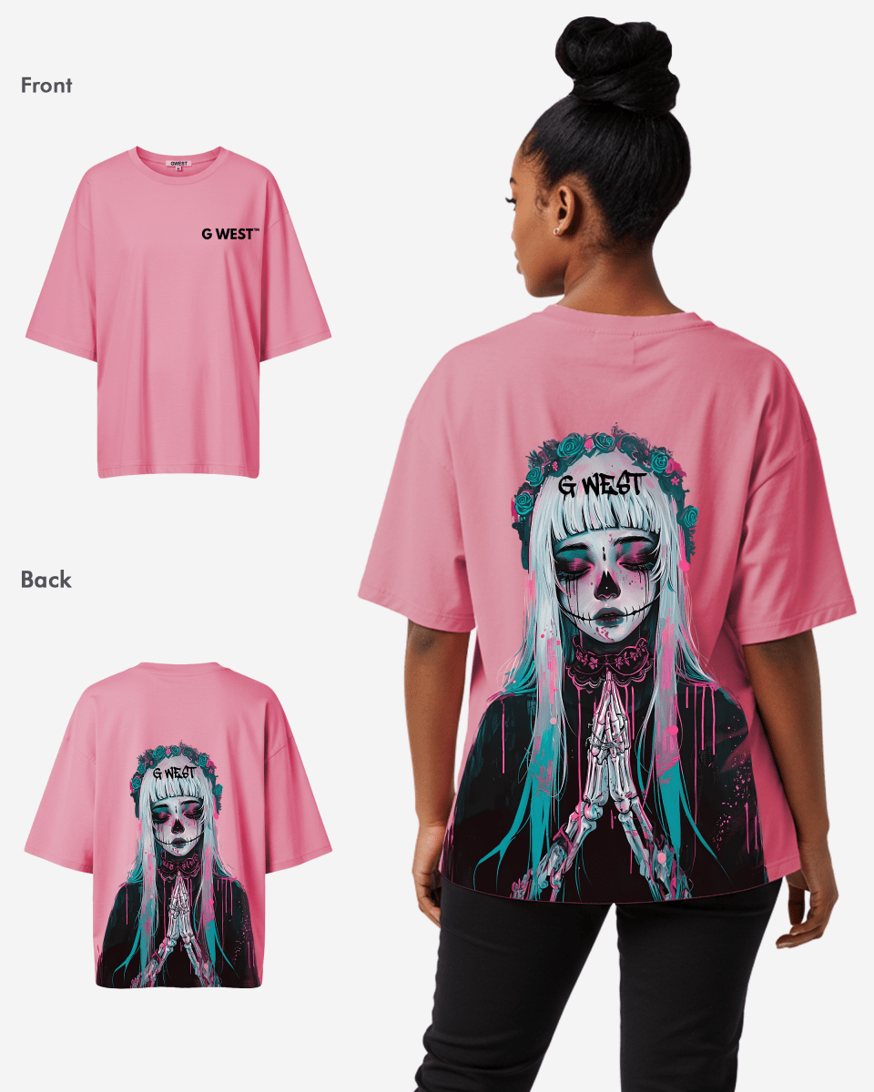 G West Oversized Praying Girl T Shirt  - WOMEN